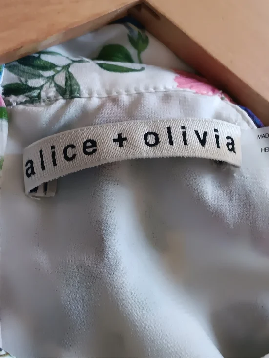 Alice + Olivia Erna Floral Halter Blouse S Silk Cotton Sleeveless Top - Picture 7 of 10